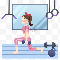 健身器材卡通图片_健身房健身器材插画