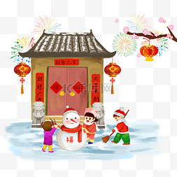 美甲贴纸新年图片_卡通灯笼春节插画新年小猪