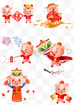 对联灯笼卡通图片_卡通灯笼春节新年小猪