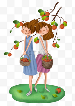旅游秋季采摘苹果的女孩