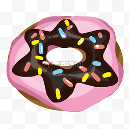 粉色甜甜圈图片_手绘奶油甜甜圈插画