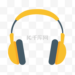 头戴式耳机包装图片_手绘黄色耳机插画