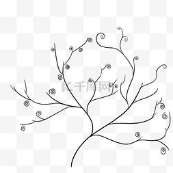 不规则型图片_植物手绘线条线性图形中国风