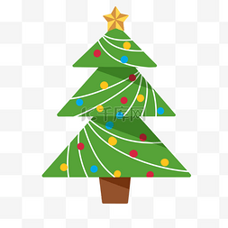 彩色五角星装饰图片_绿色的圣诞树插画