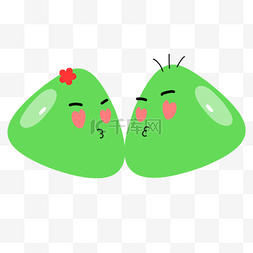两个可爱的绿色情侣粽子
