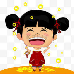 中国风卡通大笑小女孩