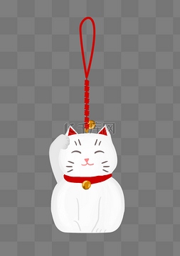 猫的铃铛图片_白色的招财猫挂饰