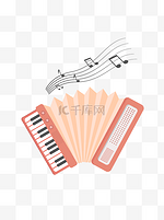 音乐节暖色卡通手风琴乐器