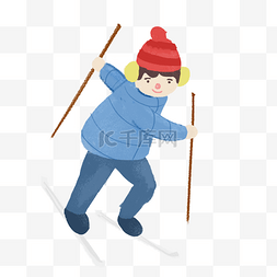 滑雪的男孩PNG免抠插画