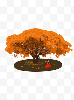 秋天黄色落叶树可商用元素