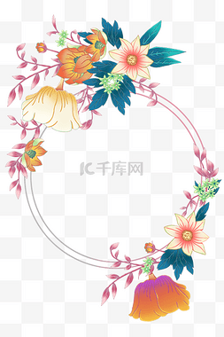 粉色装饰花环图片_婚礼花朵装饰花环PNG