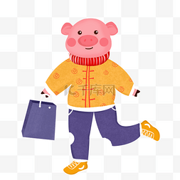 春节拜年购物卡通猪猪