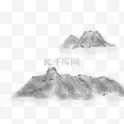 山黑白线条图片_自然风光山脉元素