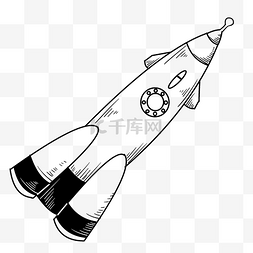 手绘线描装饰图片_手绘线描火箭插画