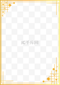 中国风边框扁平图片_金色新中式对称边框免抠元素下载