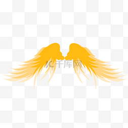 黄色羽毛翅膀图片_手绘黄色的翅膀插画