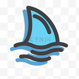 海洋动物世界图片_鲨鱼尾巴标志矢量插图PNG