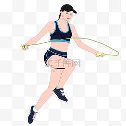 矢量夏日健身跳绳练习人物形象