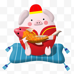 红色坐垫图片_新年猪锦鲤