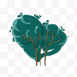 绿色手绘植物大树元素