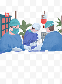医生手术图片_手绘卡通正在做手术的医生元素