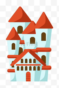 红色的城堡图片_卡通可爱的城堡插画