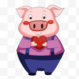 粉色可爱桃心图片_卡通小猪猪卡通动物可爱动物