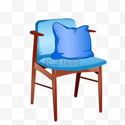 卡通手绘抱枕图片_卡通手绘蓝色椅子插画