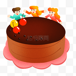 巧克力蛋糕插画图片_年夜饭巧克力蛋糕插画