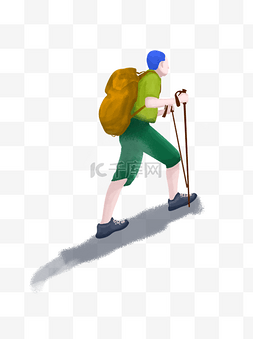 插画旅游人背包图片_登山的人侧面psd插画元素