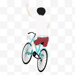 背影卡通男孩图片_短发黑色男孩骑自行车设计图