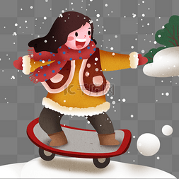 滑雪的小女孩图片_大寒滑雪的小女孩