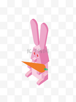 2.5D萌宠粉色兔子动物元素