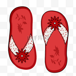 红色拖鞋png素材