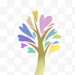 心形树叶图片_创意心形的树木插画