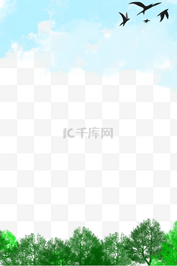 绘图片_板绘天空树木边框