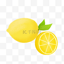 手绘柠檬黄图片_手绘小清新柠檬叶子
