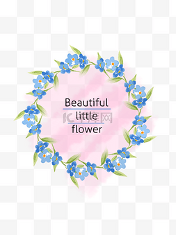 蓝色花卉边框图片_小清新手绘植物蓝色花卉边框