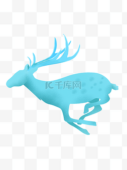 奔跑的小鹿图片_手绘水蓝色努力奔跑的小路设计元