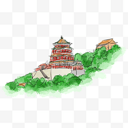 建筑装饰图片_地标性建筑颐和园插画