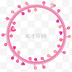 抽象简约线条边框图片_粉色圆点框框插图