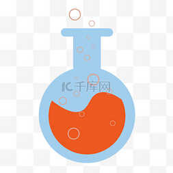 化学气泡图片_淡蓝色圆底烧瓶可爱化学试剂