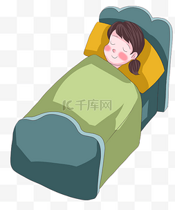 安睡女孩图片_世界睡眠日安睡的女孩卡通插画