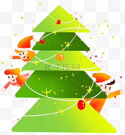 节日小彩灯图片_圣诞节圣诞树插画
