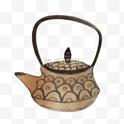 复古水壶图片_水壶黑色的茶壶插画