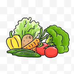 健康养生图片_卡通手绘五颜六色蔬菜插画
