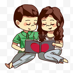 情人节情侣互动日常一起看书
