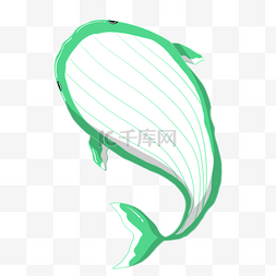 跳动的线条图片_手绘绿色鲸鱼插画