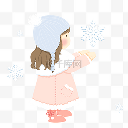 大寒手绘插画小清新雪花PNG元素