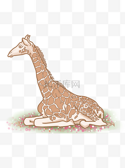 创意长颈鹿插画图片_简约创意手绘风动物园长颈鹿可商